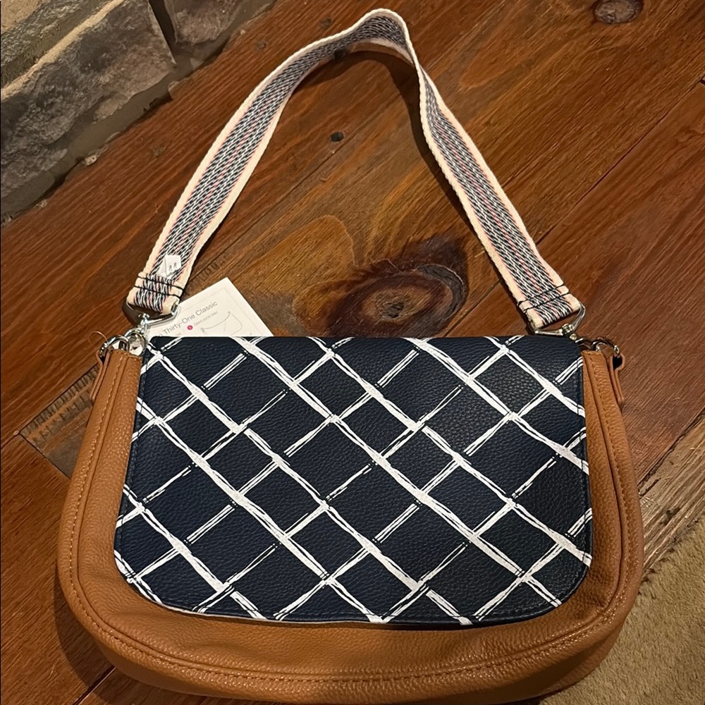Thirty-One Brown and Black Geometric Shoulder Bag